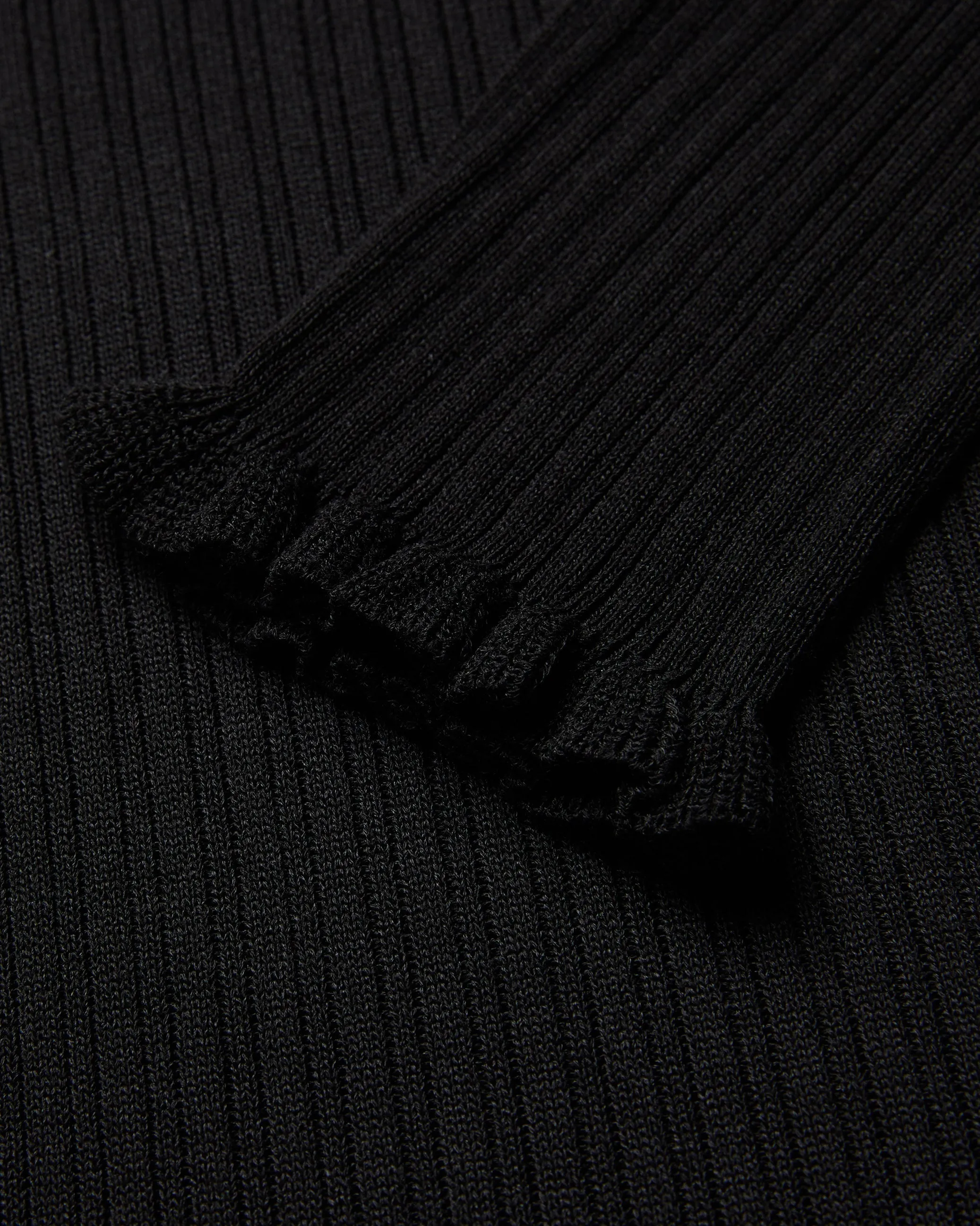 Janittt Rib Funnel Neck Frill Jumper Black