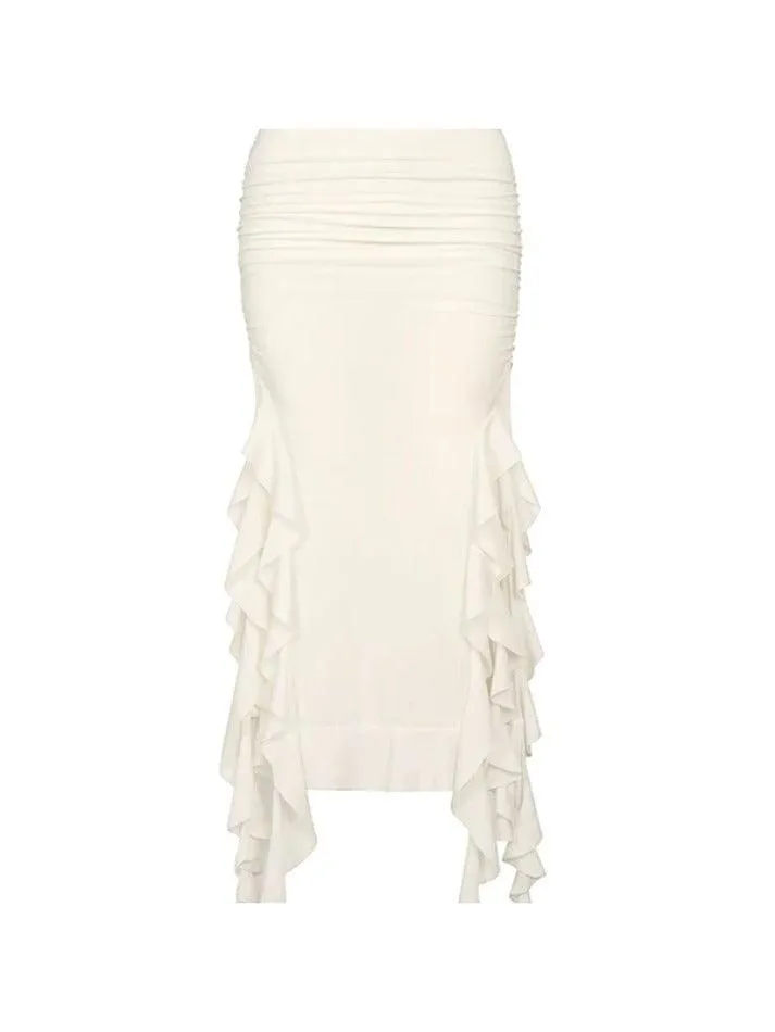 Jellyfish Lace Pleated Wrap Hip Maxi Skirt