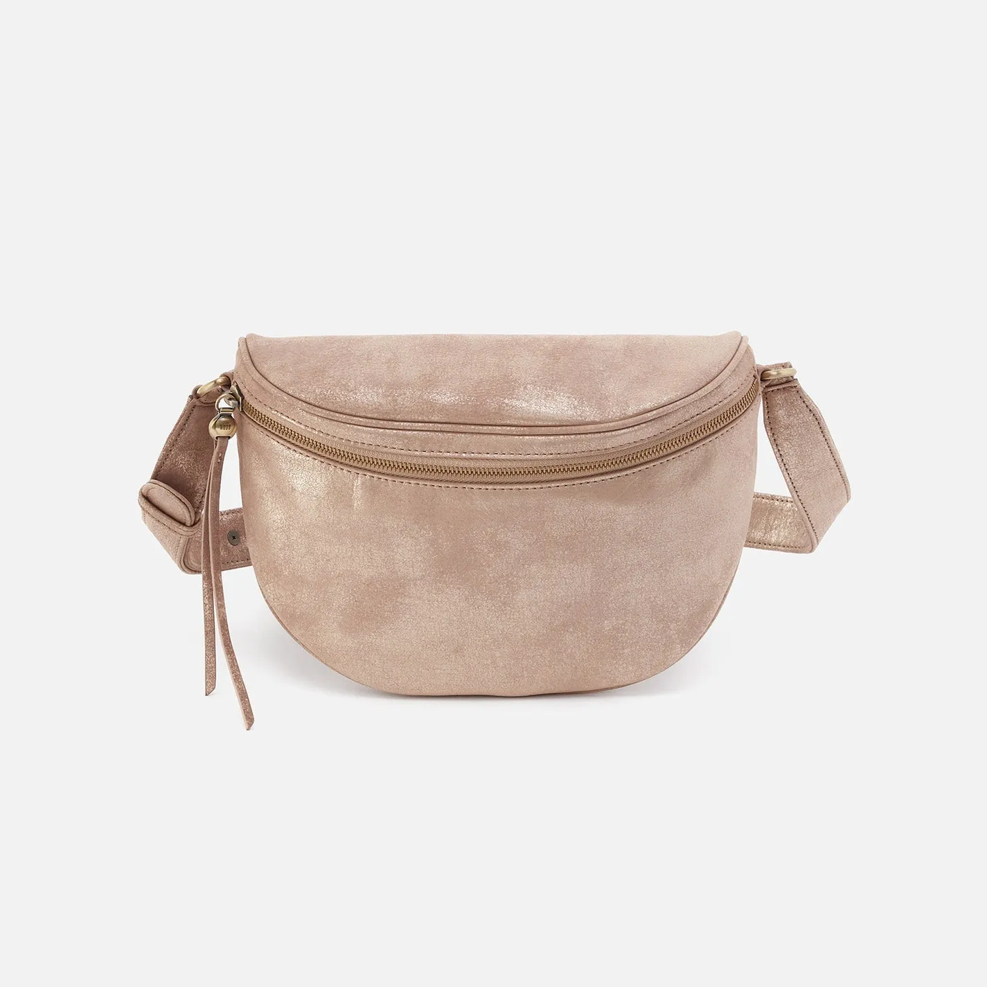 Juno Belt Bag In Metallic Leather - Gilded Beige