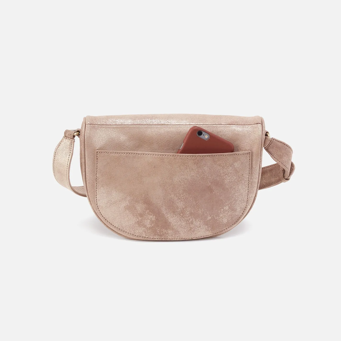 Juno Belt Bag In Metallic Leather - Gilded Beige