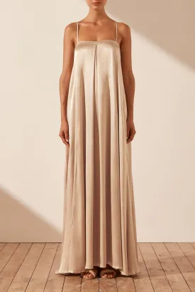 LA LUNE COLUMN MAXI DRESS - GOLD