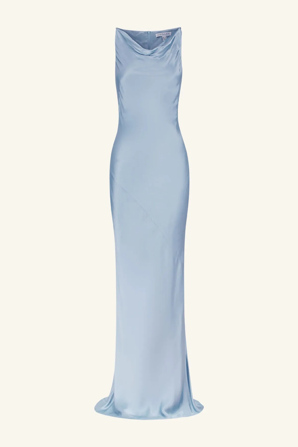 LA LUNE HIGH NECK COWL MAXI DRESS - POWDER BLUE