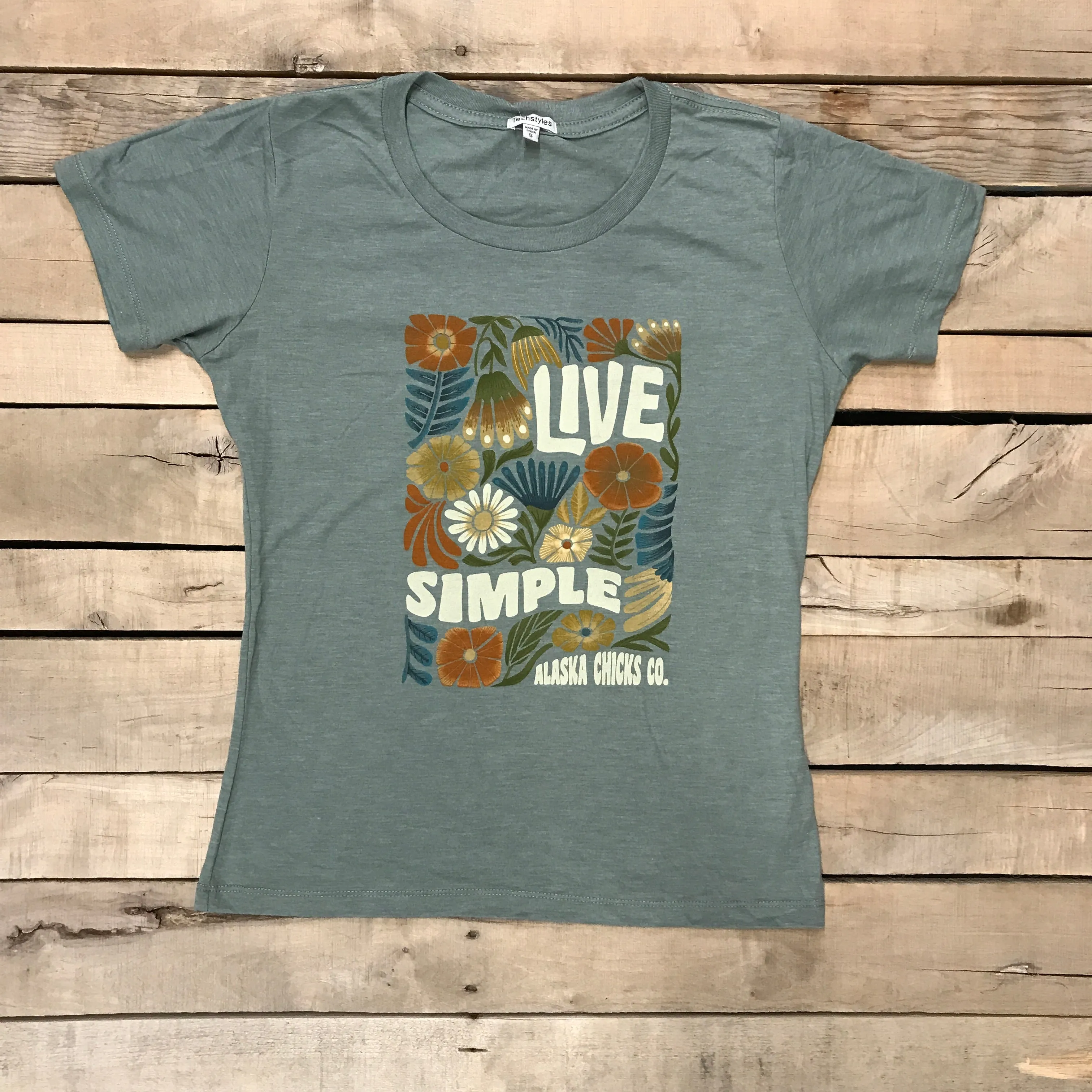 Live Simple Garden Flowers T-Shirt