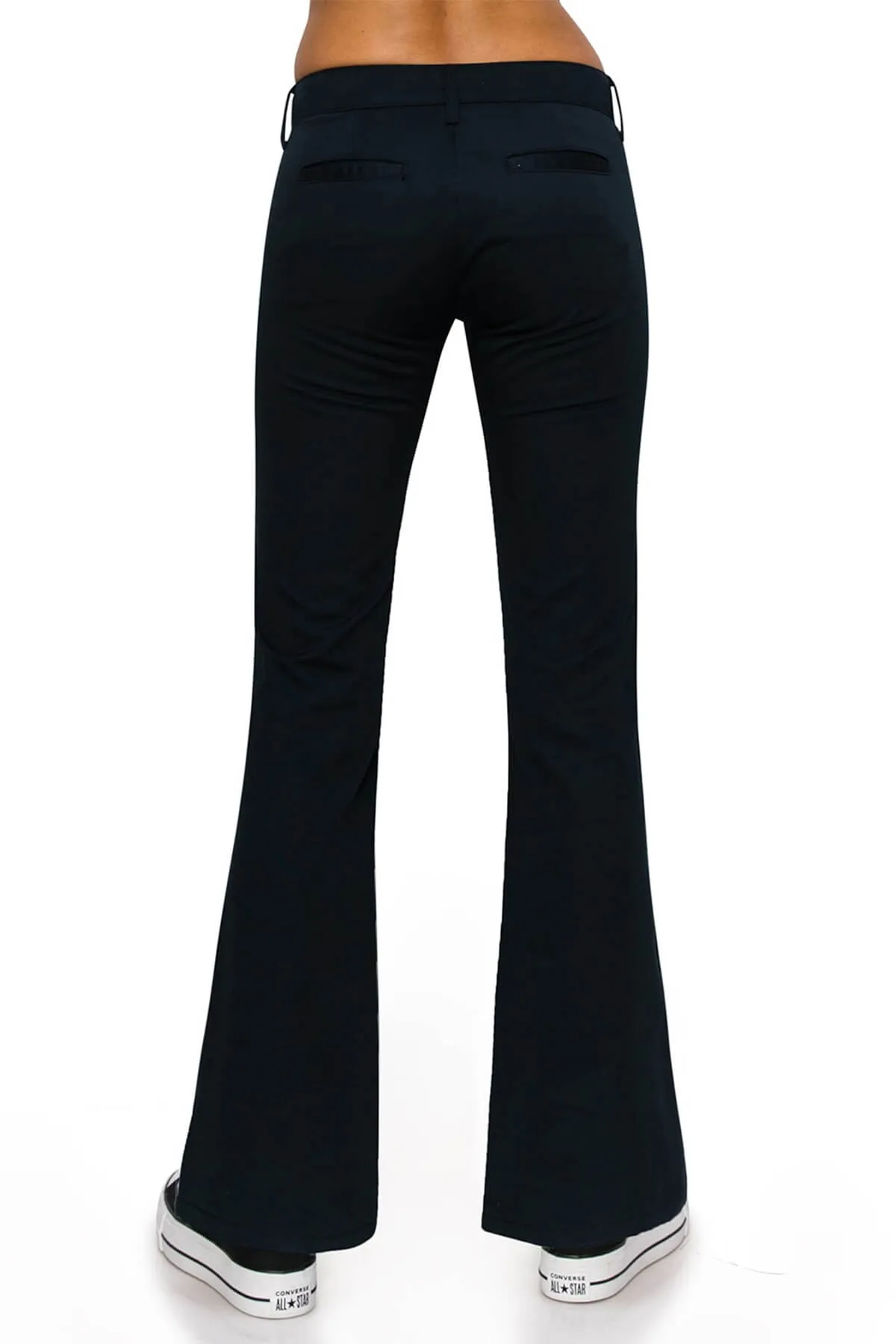 Low Rise Flared Leg Work Pants - Navy