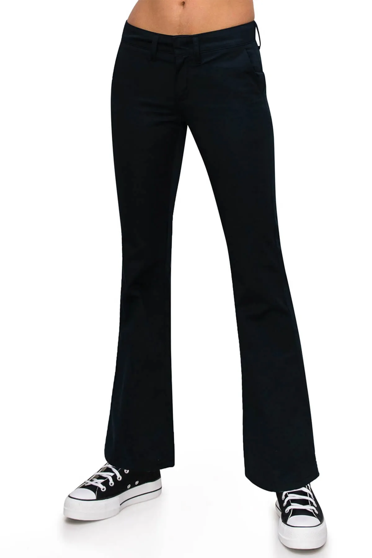 Low Rise Flared Leg Work Pants - Navy