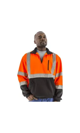 Majestic 75-5336 Hi-Vis 1/4 Zipper Pullover Sweatshirt Teflon Treated ANSI 3