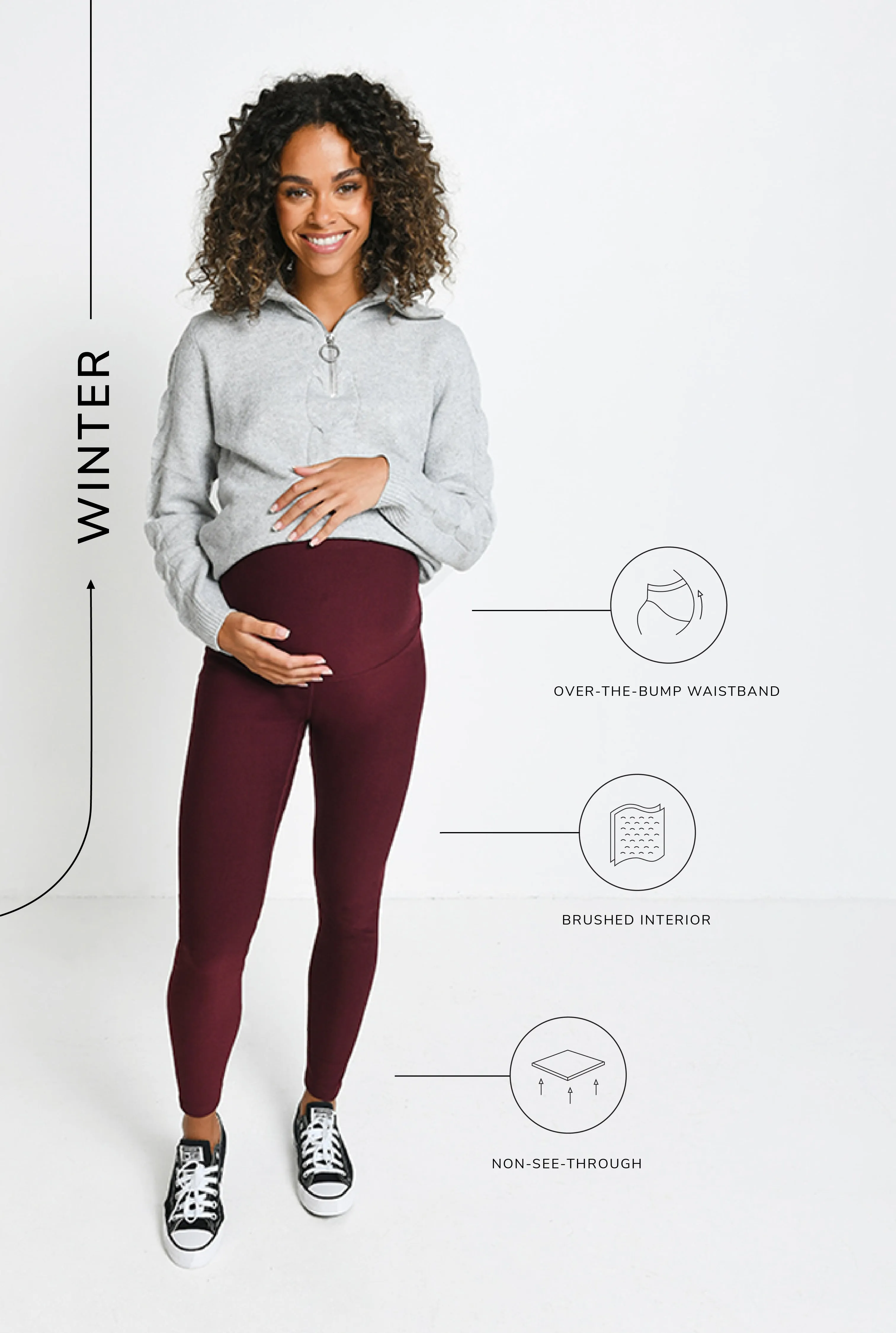 Maternity Winter Everyday Leggings - Burgundy