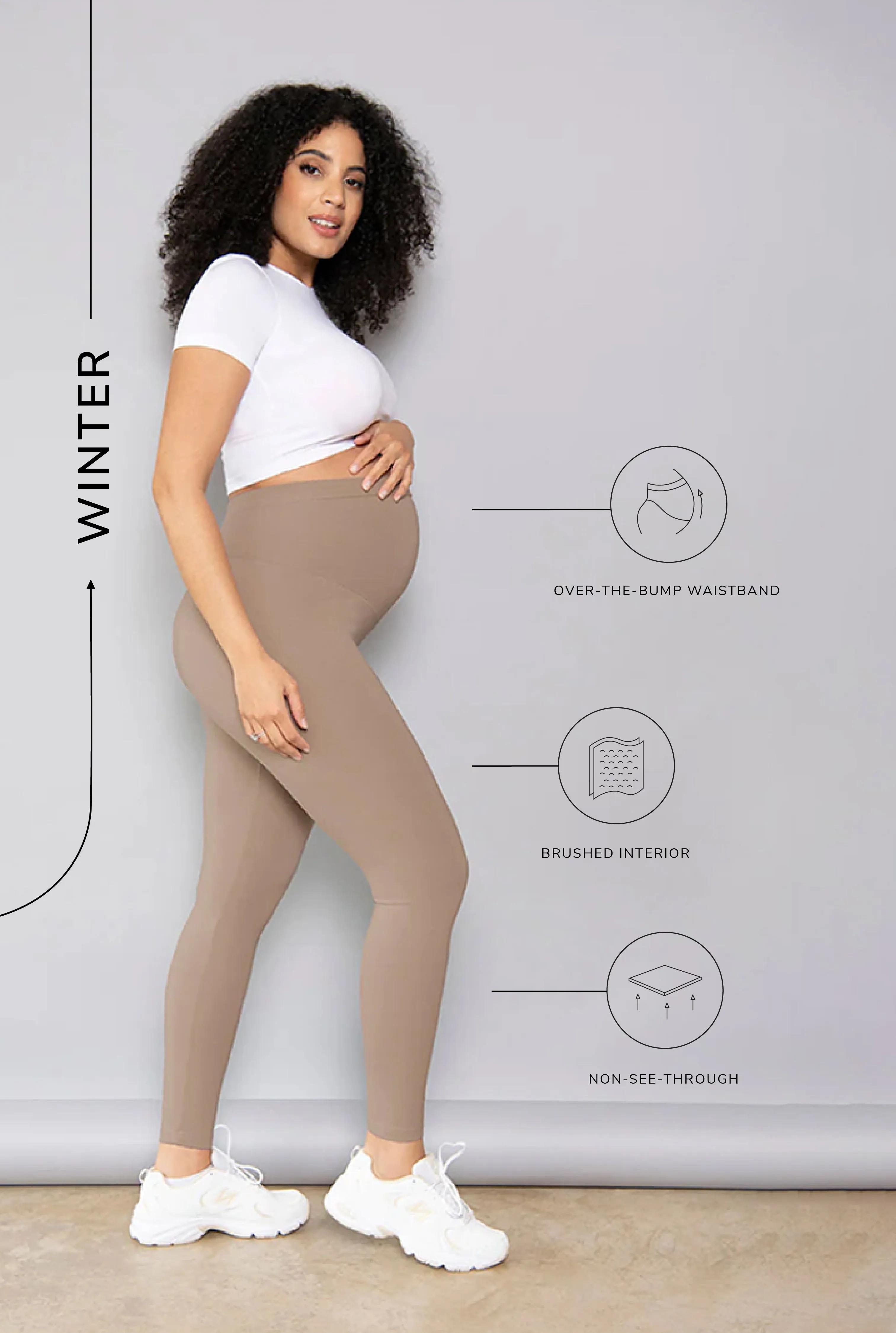 Maternity Winter Everyday Leggings - Stone