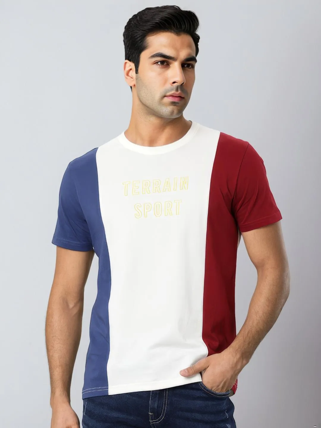 Men Color Block Crew Neck T-Shirt