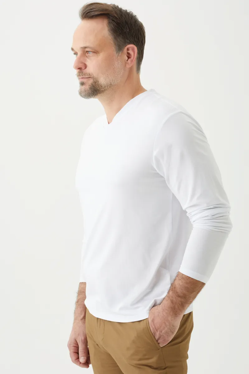 Men's Bamboo Cotton Long-Sleeve Vneck Tee-All Sales Final