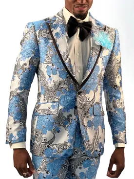 Mens Prom Suit, Blue Floral