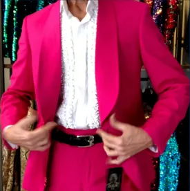 mens suit, Hot Pink shawl Lapel