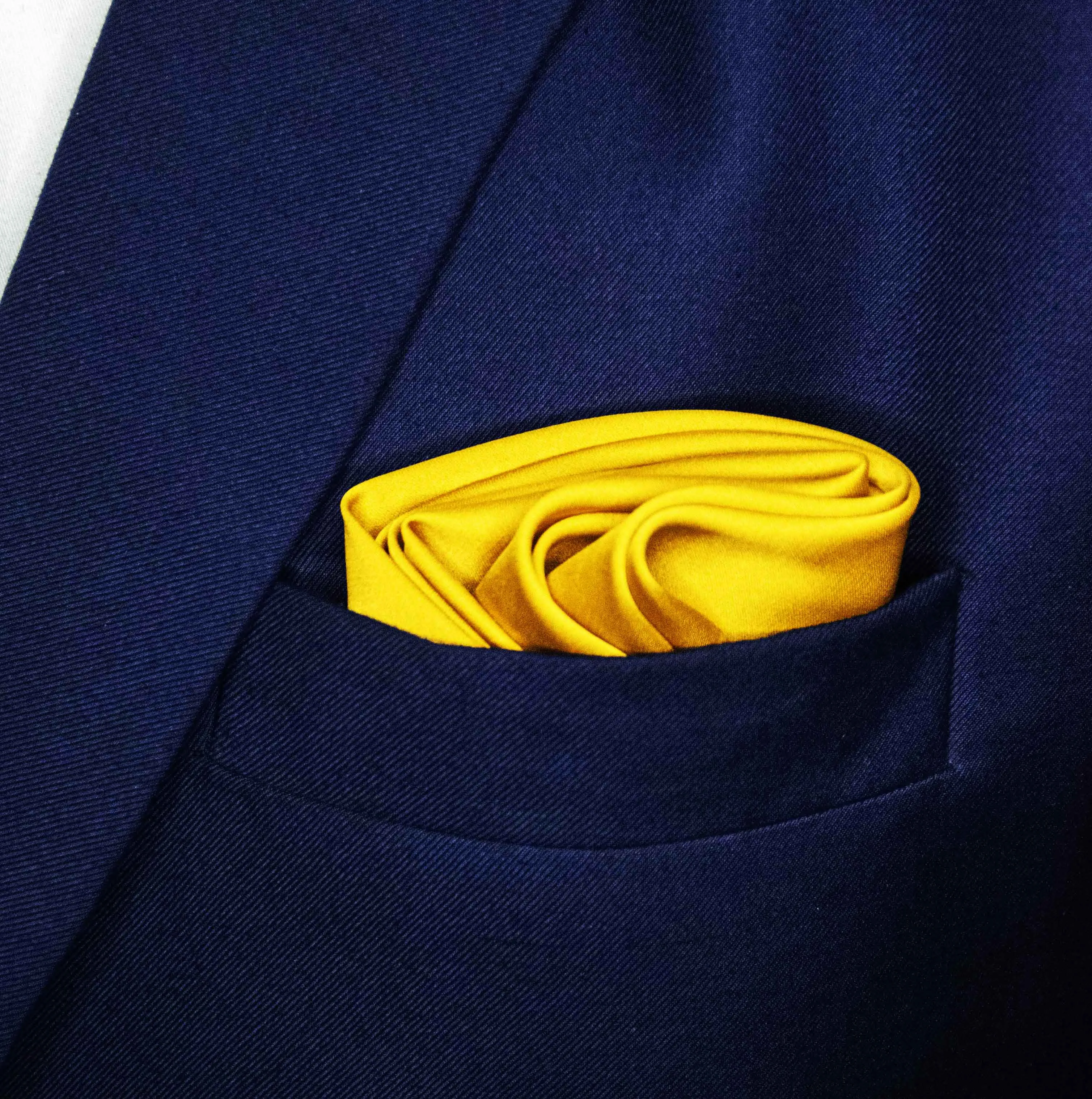 Mustard Solid Silk Pocket Squares