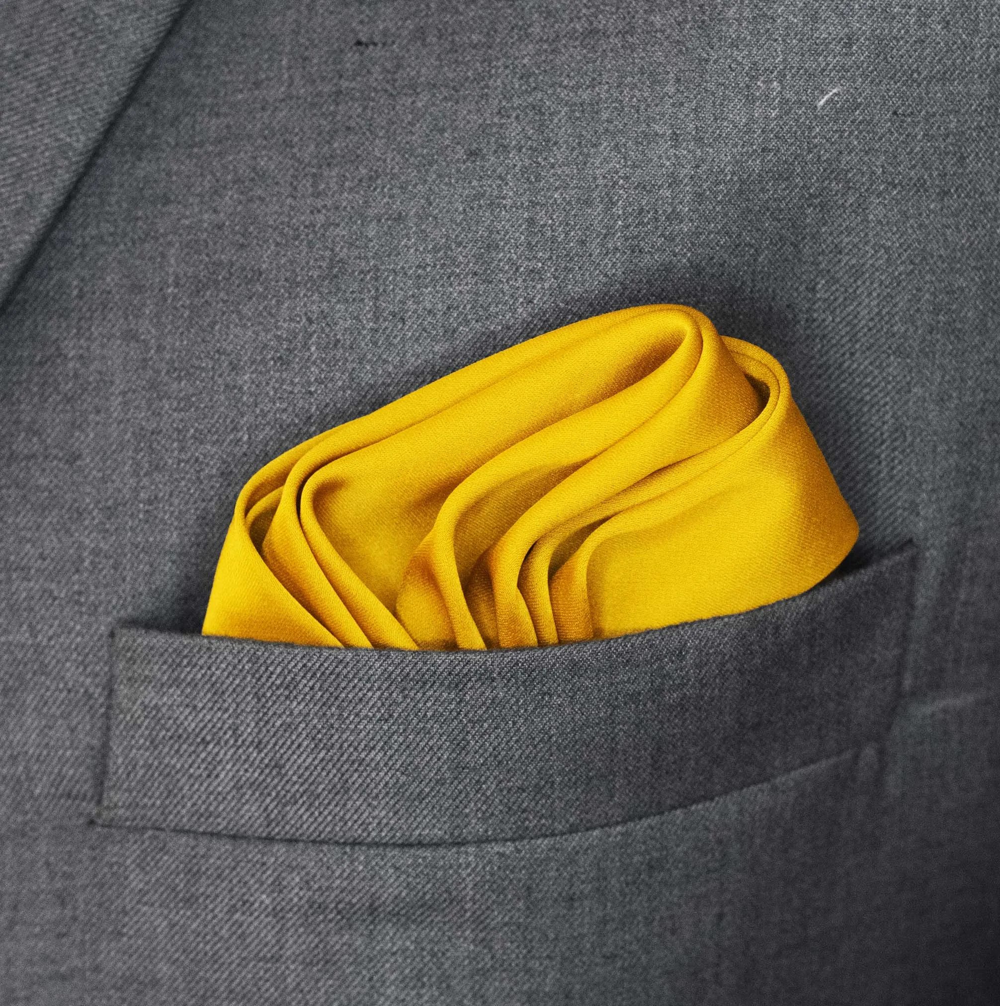 Mustard Solid Silk Pocket Squares