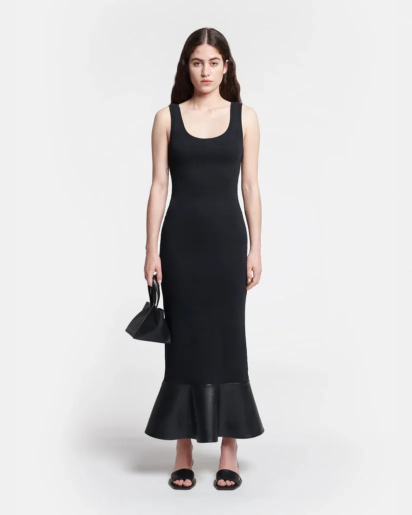 NW24PFBS20999 Talulla leather trimmed ribbed jersey maxi dress