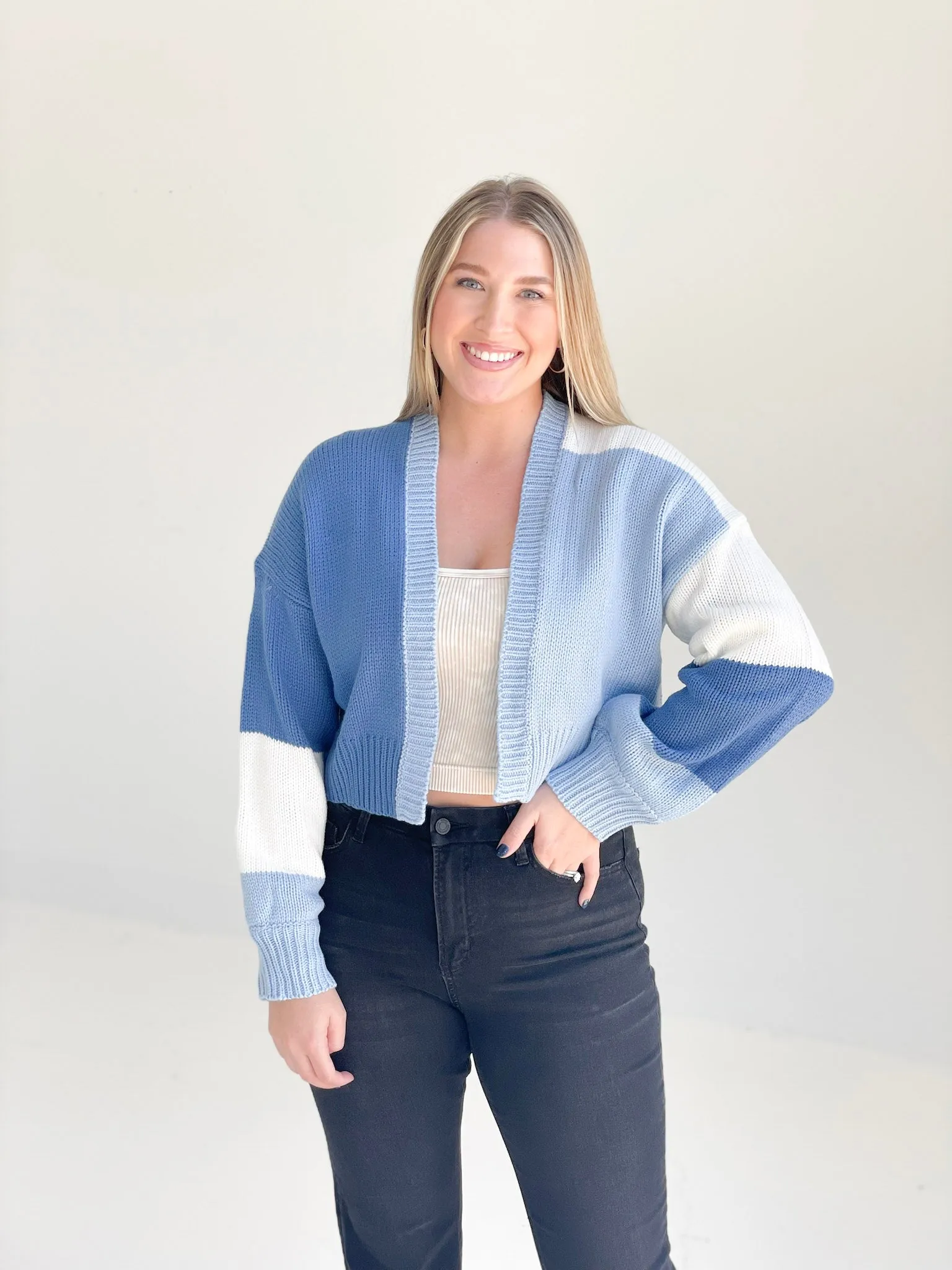 Open Minded Cardigan - Blue Combo