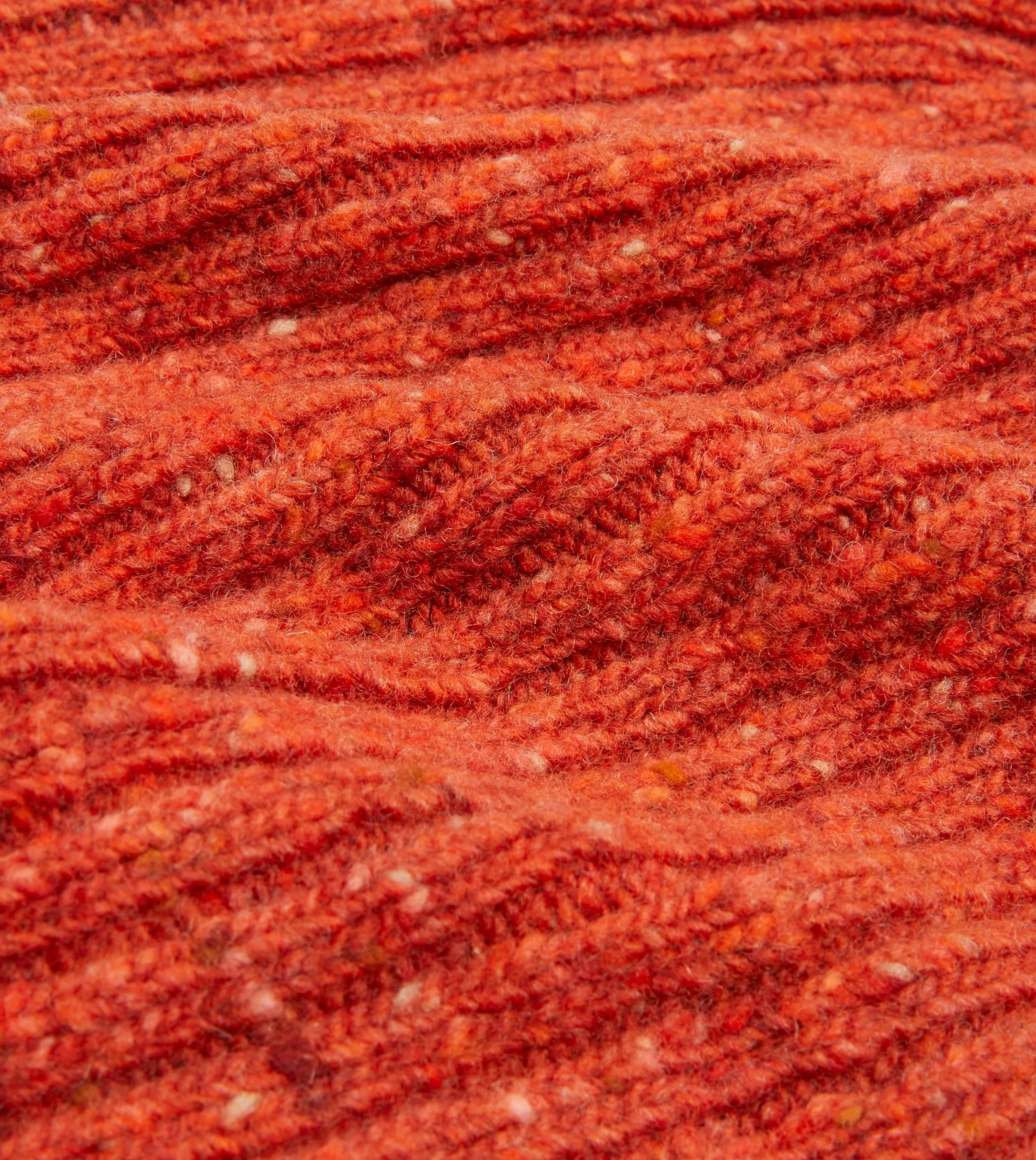 Orange Ribbed Merino Donegal Knit Cap