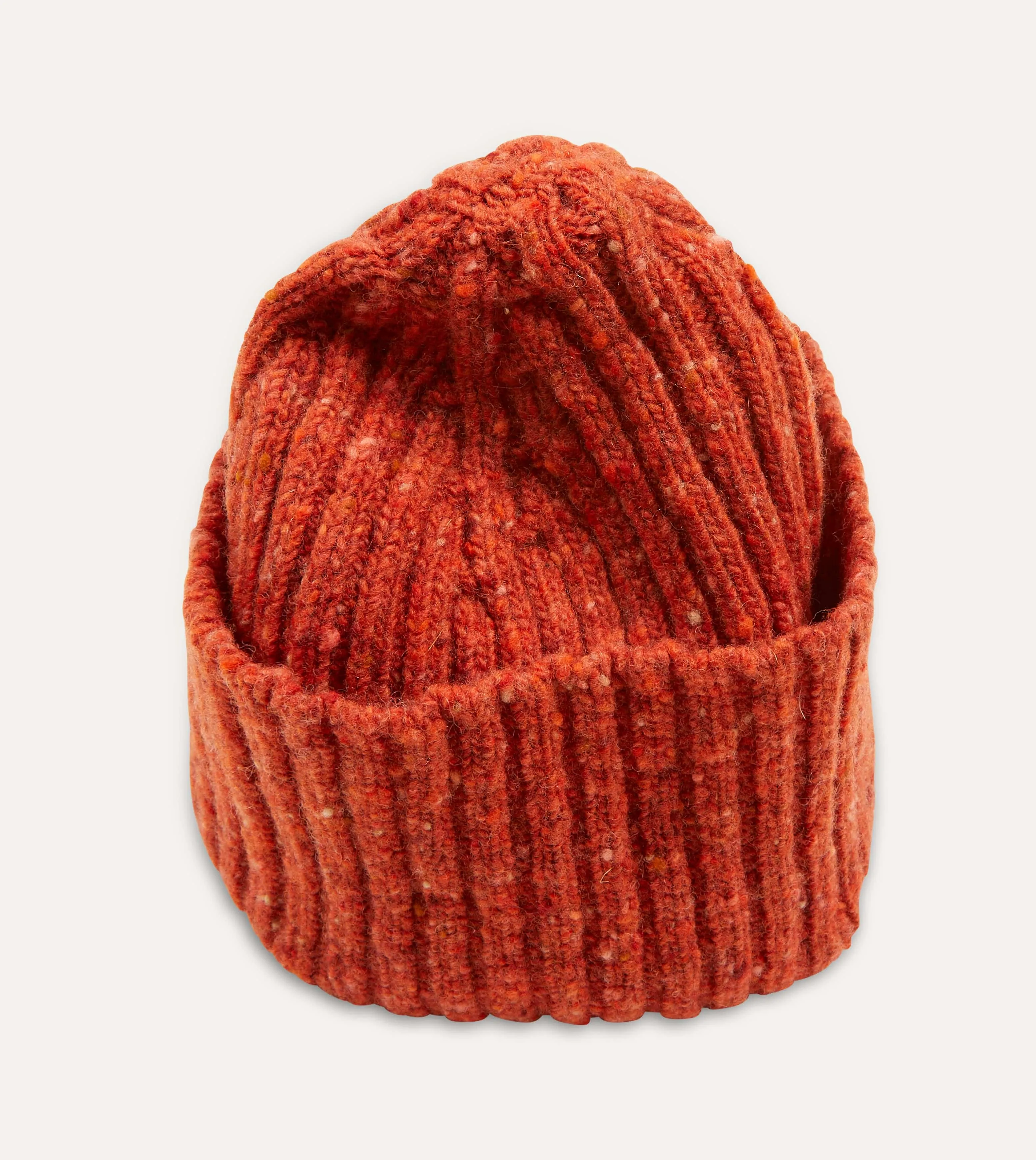 Orange Ribbed Merino Donegal Knit Cap