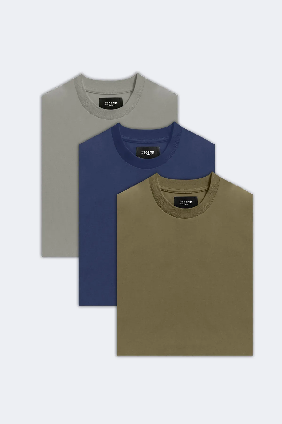 PREMIUM BASIC T-SHIRT 3 PACK (Olive, Charcoal Grey, Indigo Navy)