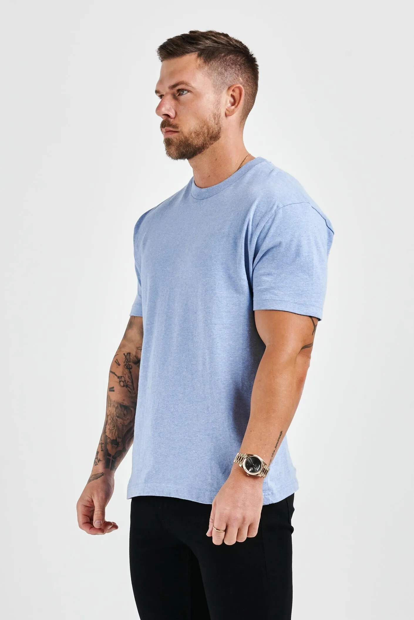 PREMIUM BASICS T-SHIRT - LIGHT BLUE MARL