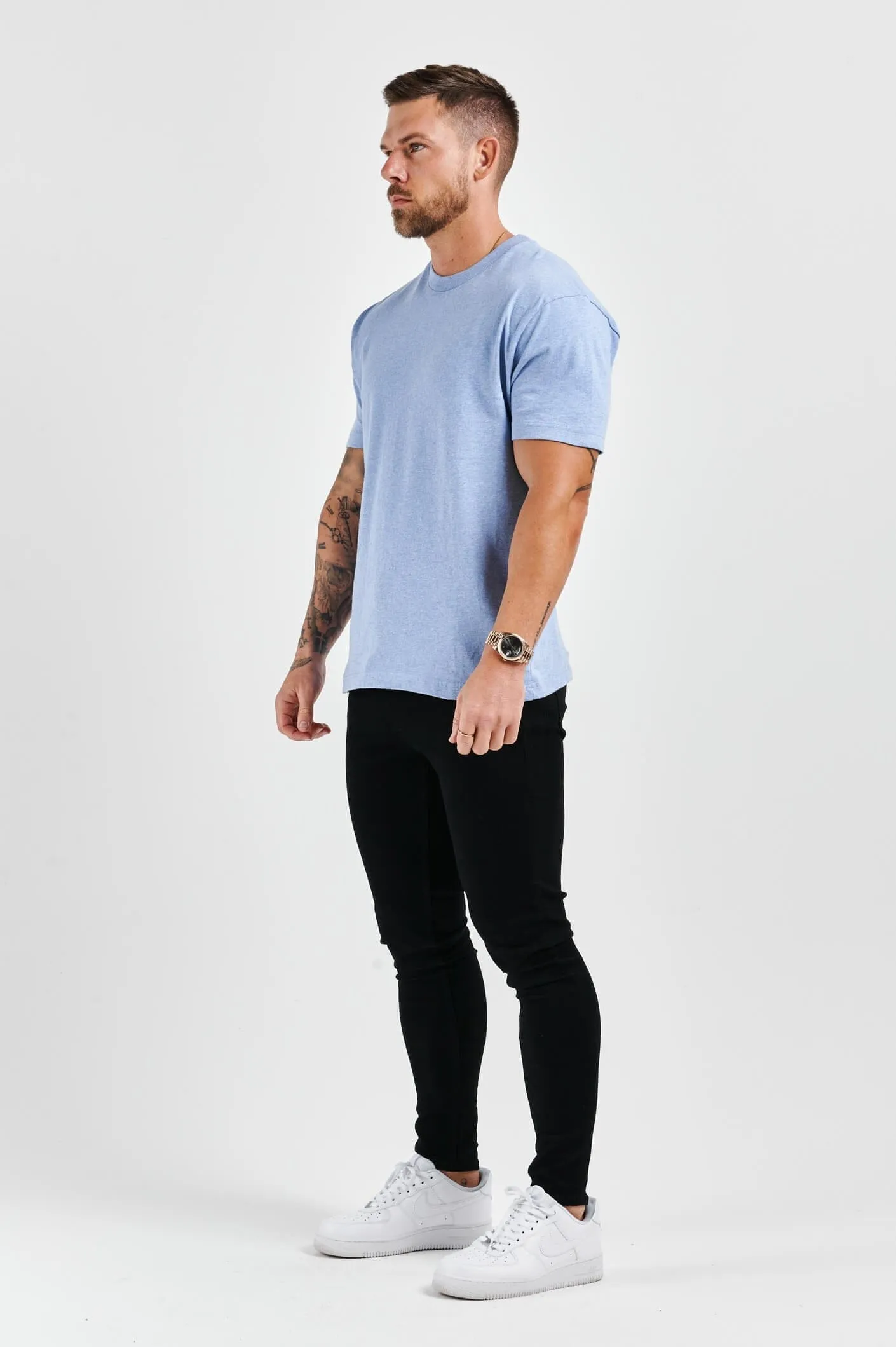 PREMIUM BASICS T-SHIRT - LIGHT BLUE MARL