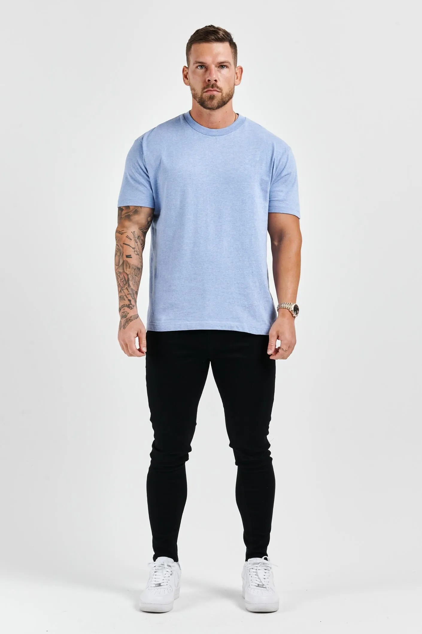 PREMIUM BASICS T-SHIRT - LIGHT BLUE MARL