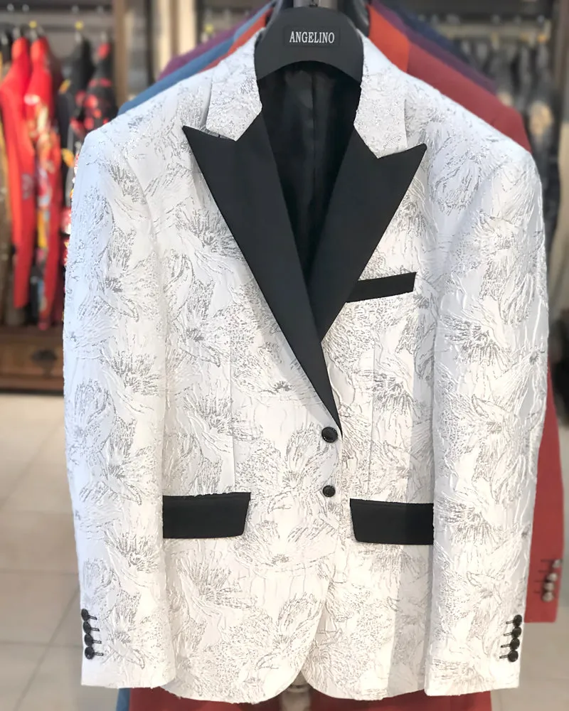 Prom Blazer - Floral White & Silver - prom - Jacket