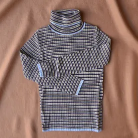 Rollneck Rib Sweater - 100% Merino - Sky Multi (2-12y)