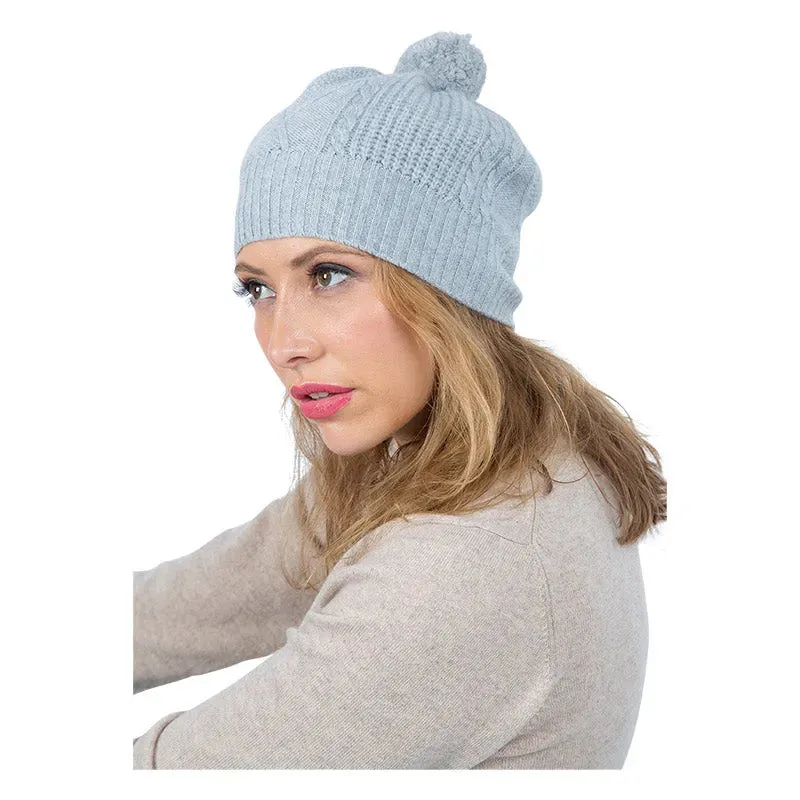 Scottish Cashmere PomPom Cable Beanie