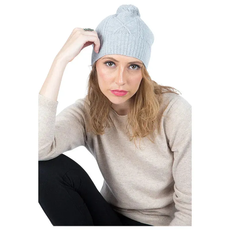 Scottish Cashmere PomPom Cable Beanie