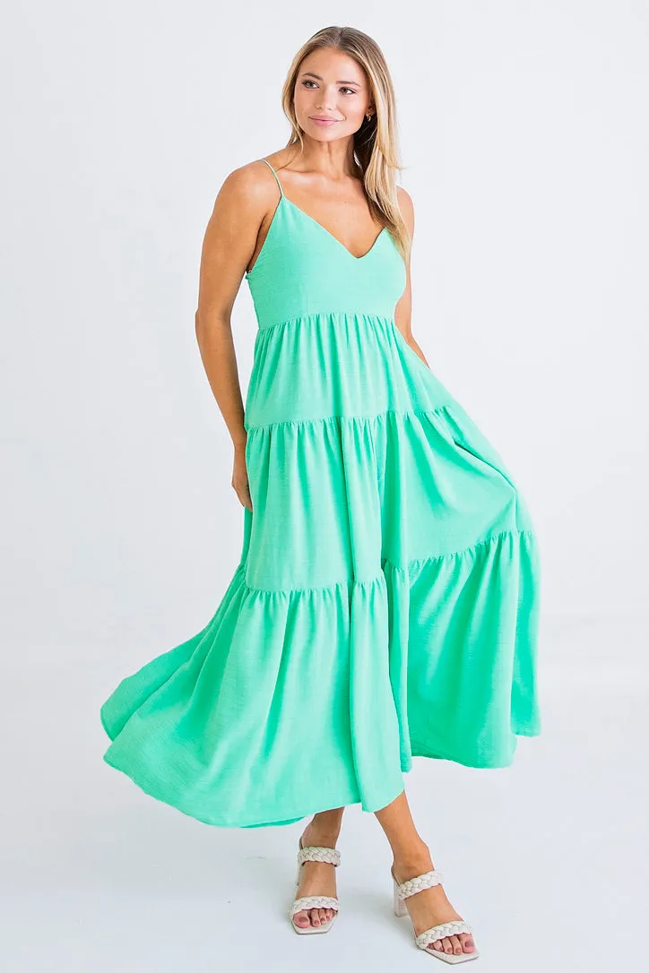 Solid Tier Tank Maxi Dress