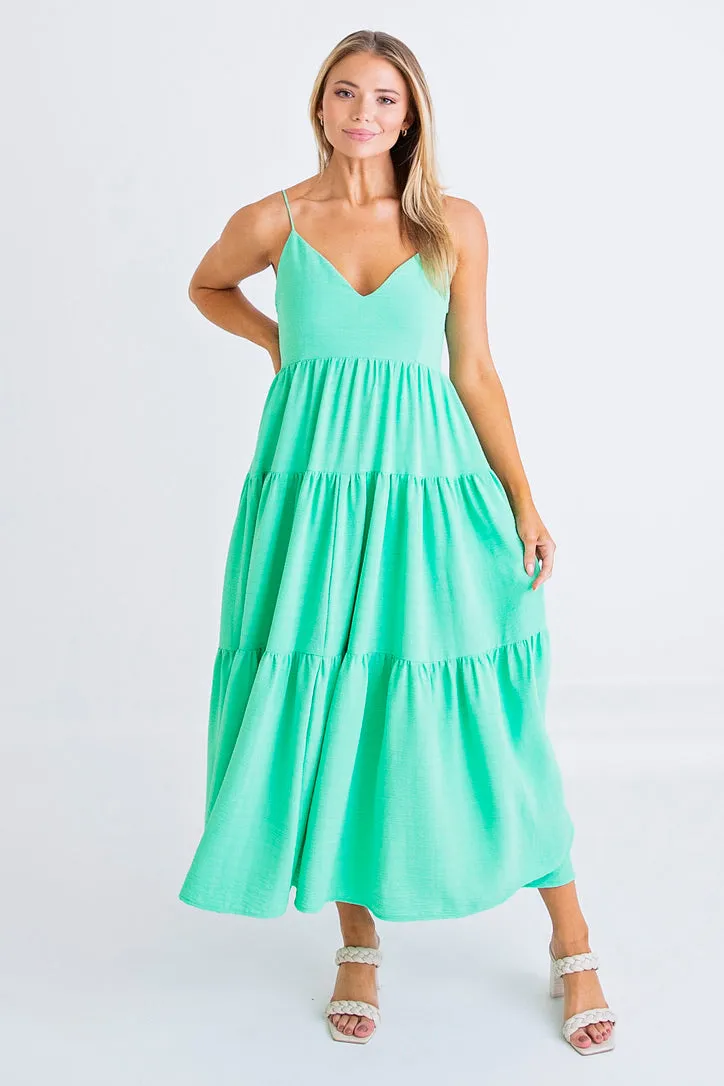 Solid Tier Tank Maxi Dress