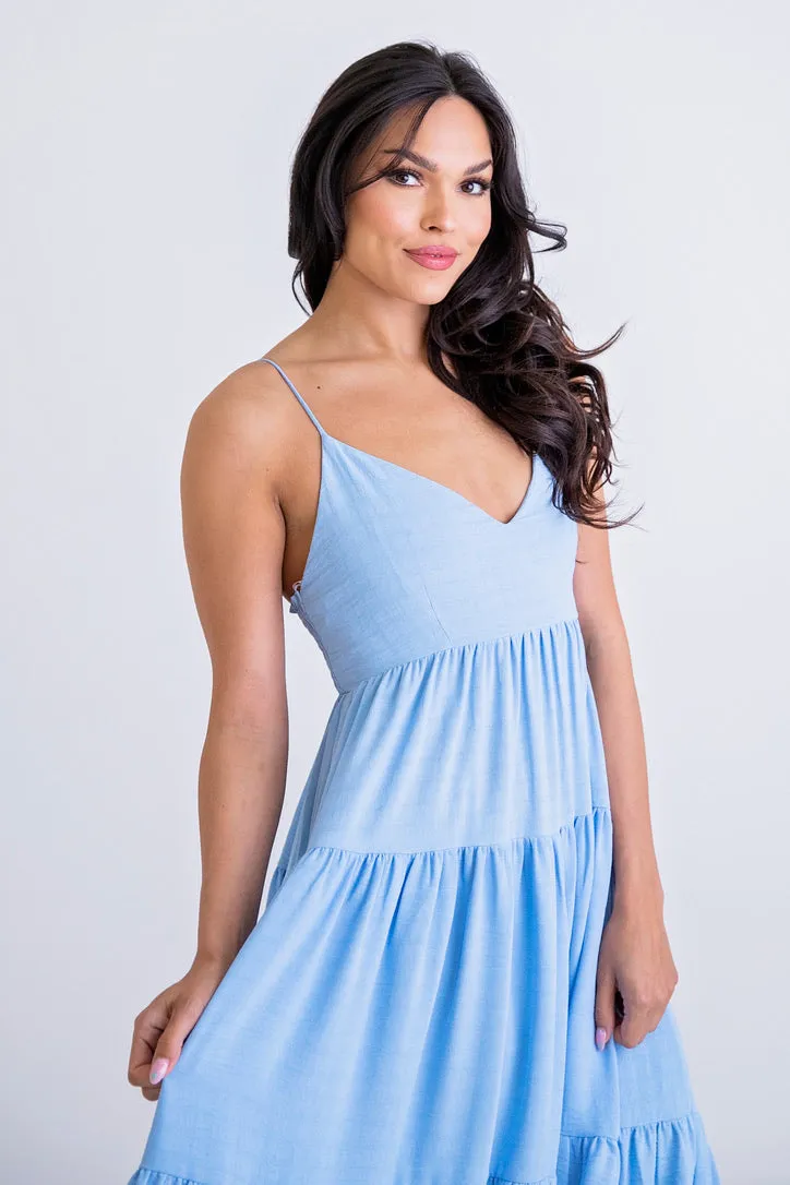 Solid Tier Tank Maxi Dress