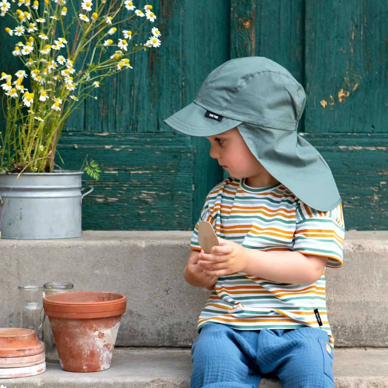 Sun Cap with Neck Protection in Organic Cotton (Child-Youth)