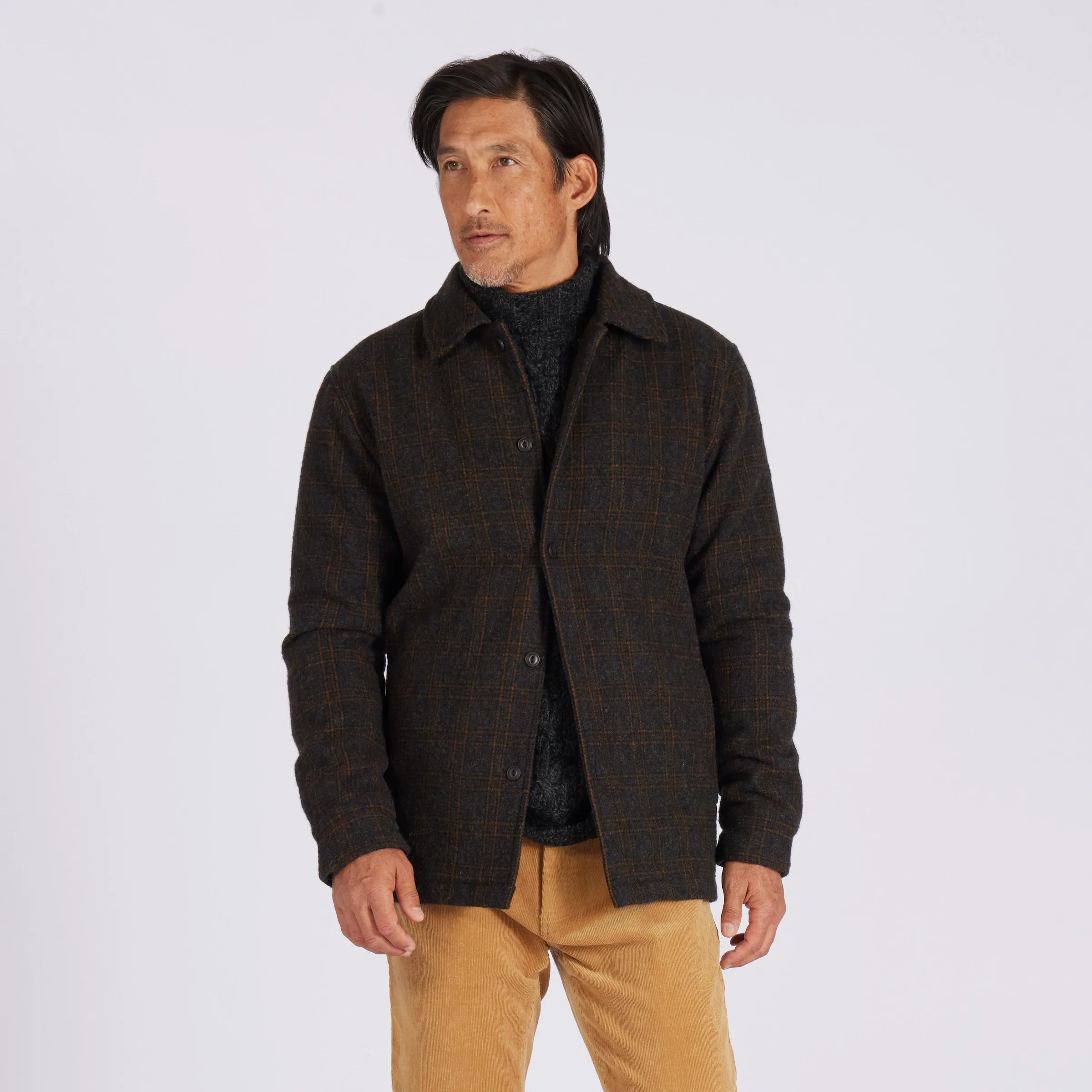 Watson Wool Car Coat - Heather Charcoal Brown