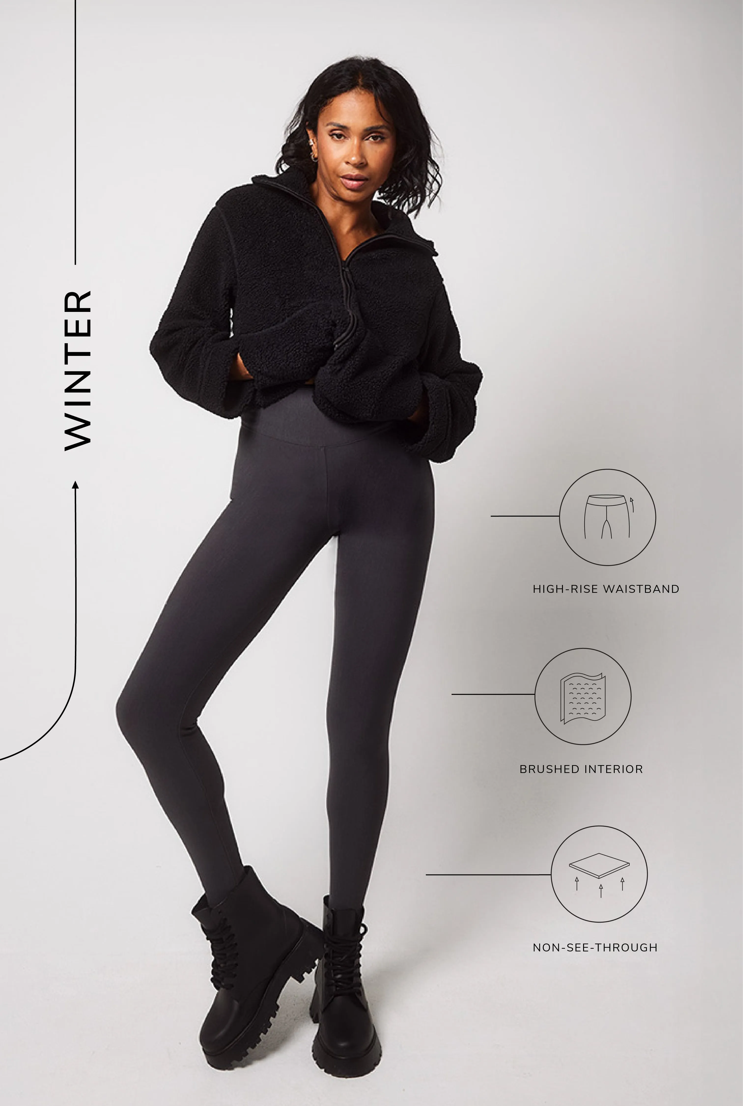 Winter Everyday High Waisted Leggings - Dark Grey