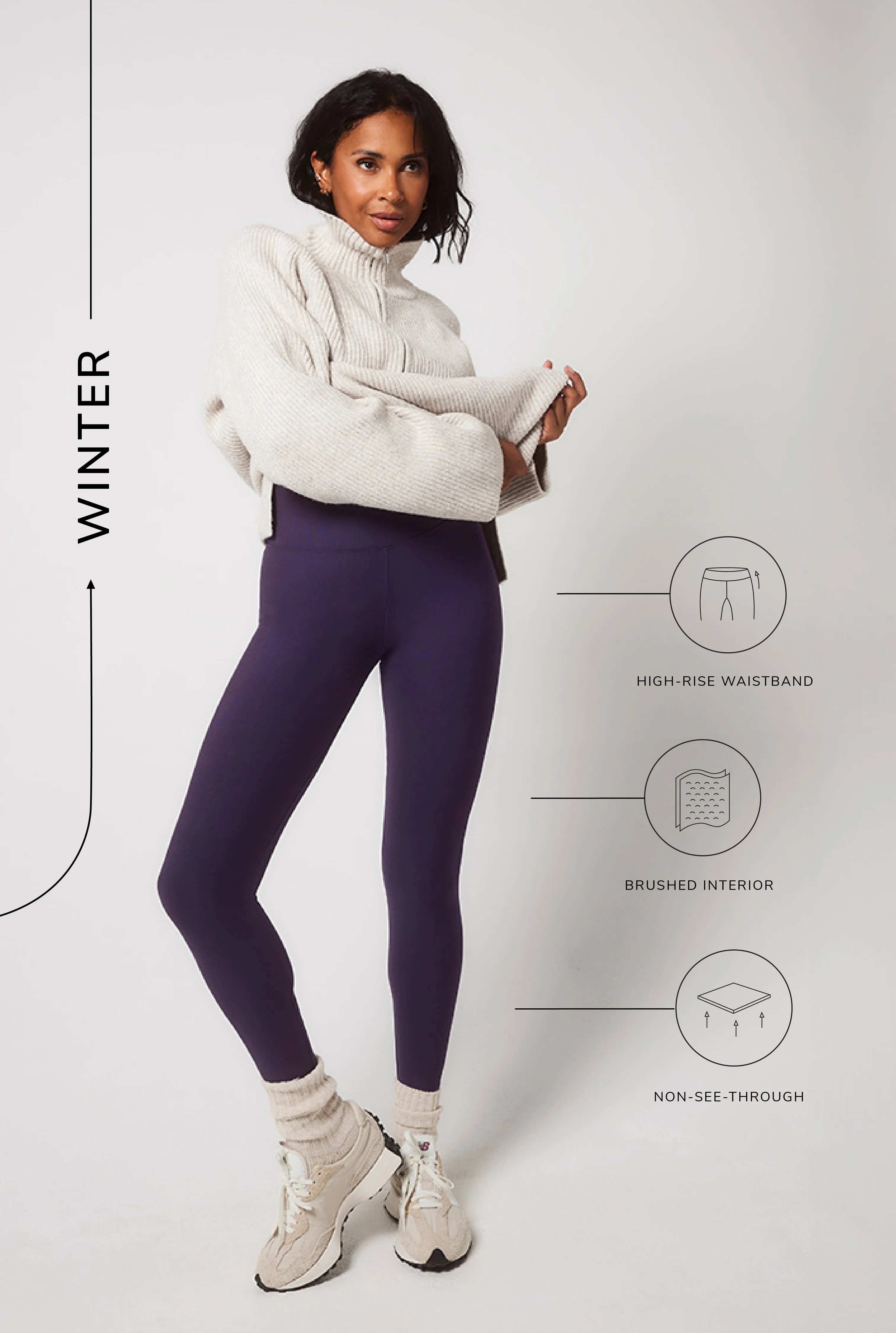 Winter Everyday High Waisted Leggings - Midnight Plum