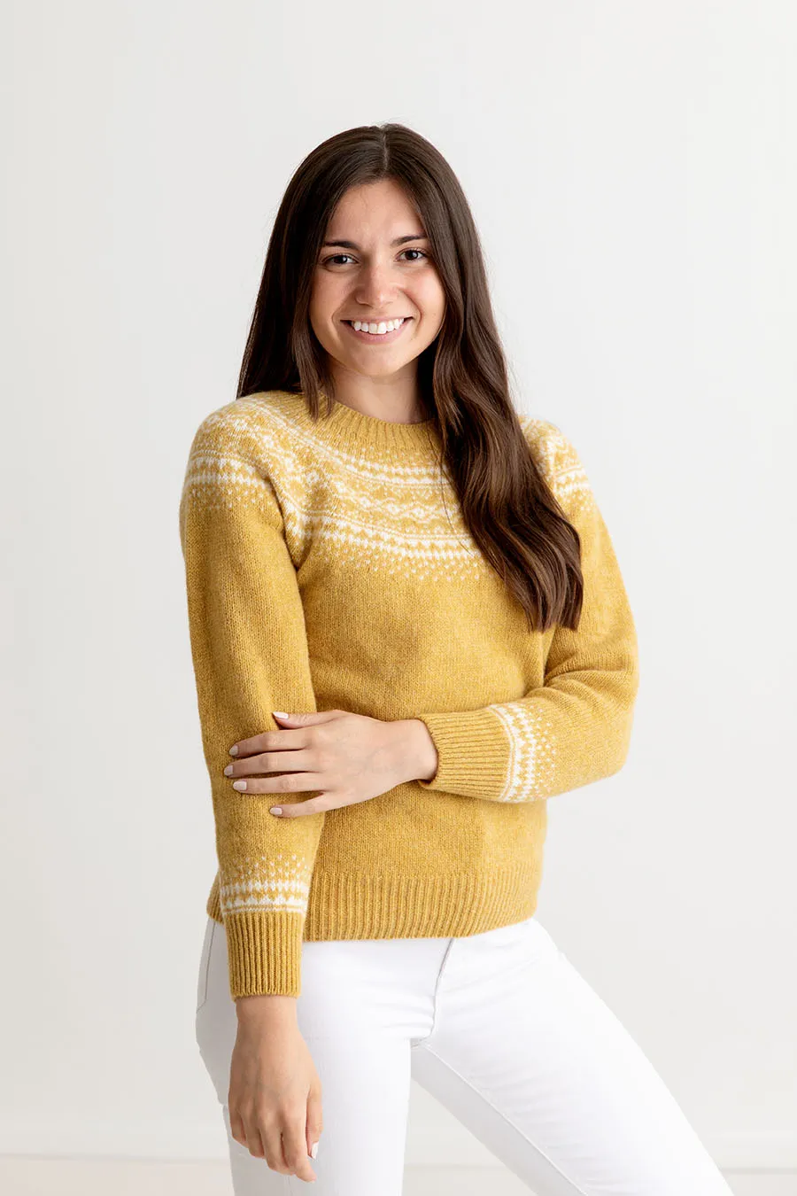 Womens Aviemore Yoke Fair Isle Jumper - Yellow