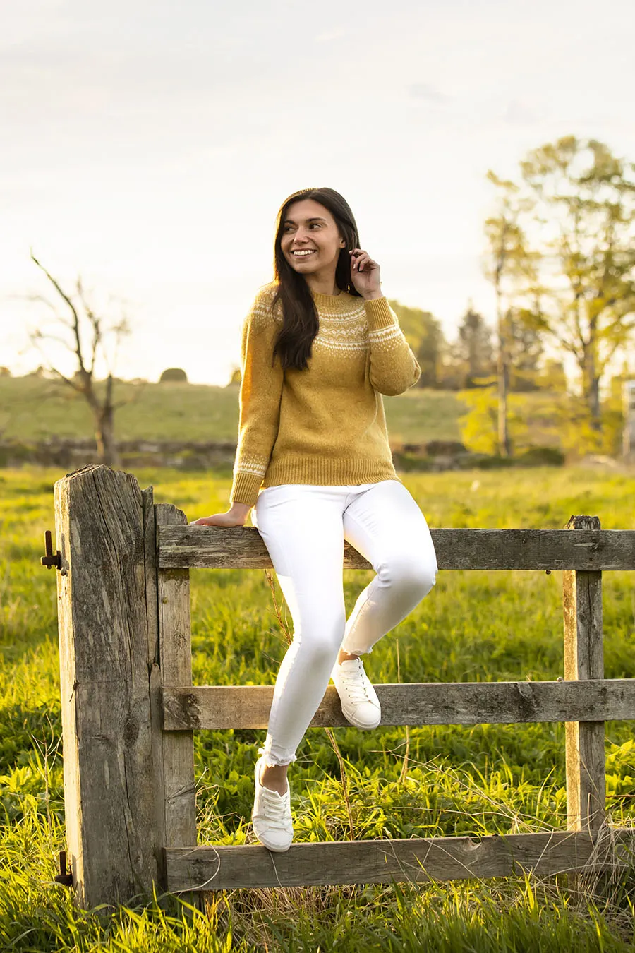 Womens Aviemore Yoke Fair Isle Jumper - Yellow