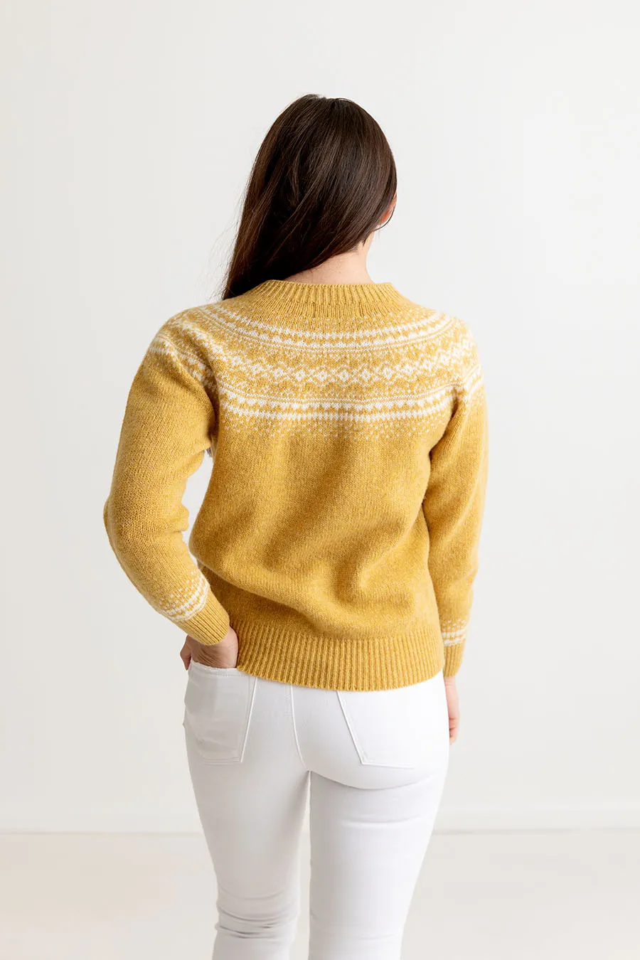 Womens Aviemore Yoke Fair Isle Jumper - Yellow