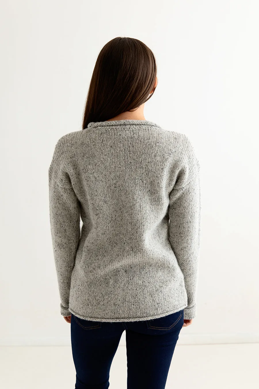 Womens Chunky cuffed jumper - limestone