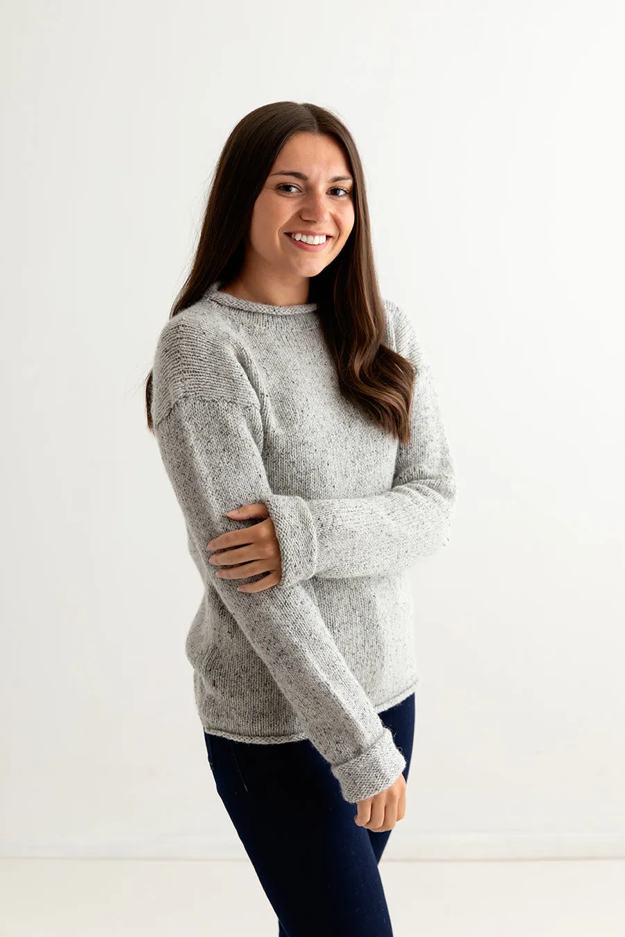 Womens Chunky cuffed jumper - limestone