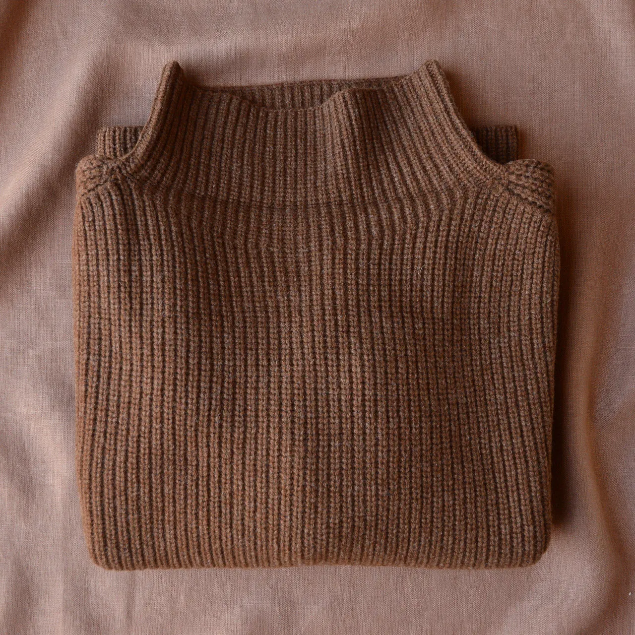 Women's Chunky Rib Sweater - 100% Lambswool - Amber (XS-S)