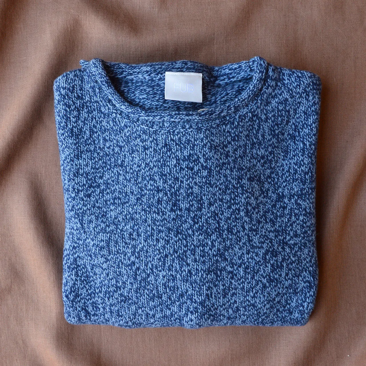 Women's Melange Sweater - 100% Lambswool - Royal/Sky Blue (S, M, L)