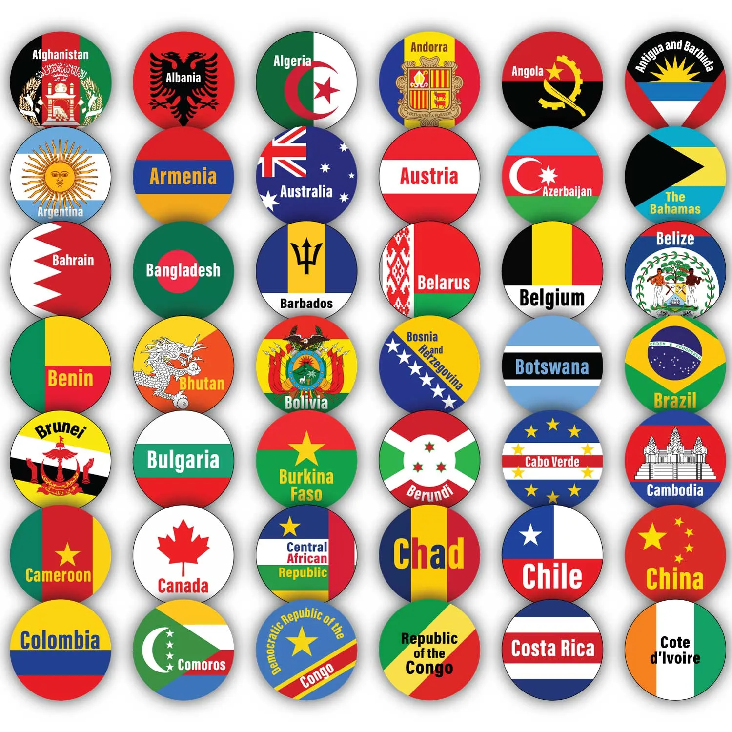 World Traveler Flags Charms – Country Flags Glass Charms for Jewelry Making, Full Color, 16mm or 20mm, Silver, Gold