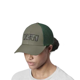 Yeti Camo Logo Badge Trucker Hat Olive